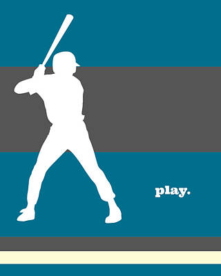 Baseball Digital Art - Play Poster by Brandi Fitzgerald