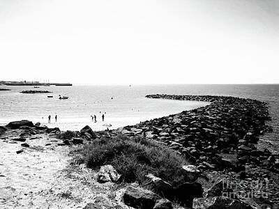 Vintage Aston Martin Rights Managed Images - Playa Blanca Lanzarote Waterscape In Mono pr017 Royalty-Free Image by Douglas Brown
