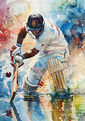 Sports Paintings - Plymouth Cricket by Lowell Harann