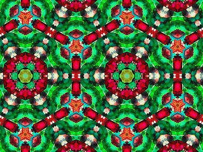 Mixed Media Royalty Free Images - Poinsetta Abstract Kaleidoscope Series 1 Royalty-Free Image by Eileen Backman