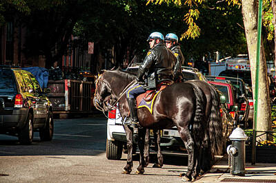 Painted Liquor - Police on Horse Back in NYC by Louis Dallara