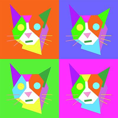 Mammals Digital Art - Pop Art Cat Geometric WPAP Style by Ahmad Nusyirwan