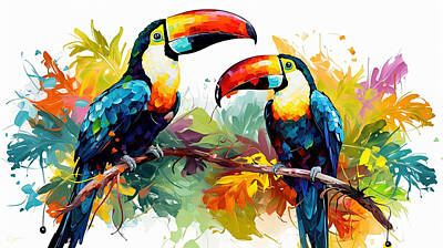 Birds Rights Managed Images - Pop Art Toucan - Toucan Birds Painting Royalty-Free Image by Lourry Legarde