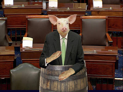 Politicians Digital Art Royalty Free Images - Pork Barrel Politician Royalty-Free Image by David Zimmerman