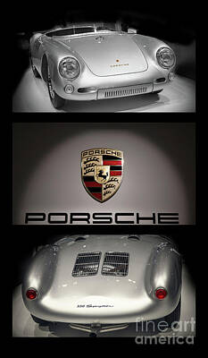 Transportation Photos - Porsche 550 Spyder triptych by Stefano Senise