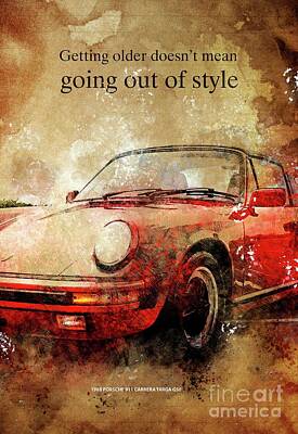 Longhorn Paintings - Porsche 911 Quote by Drawspots Illustrations