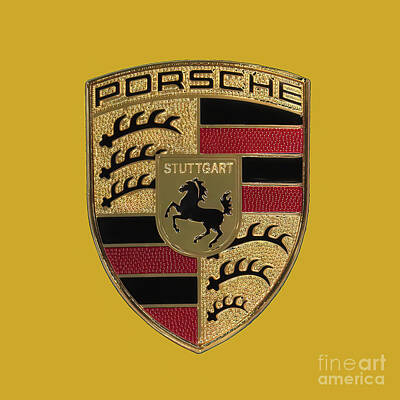 World War 1 Propaganda Posters - Porsche Emblem - Gold by Scott Cameron