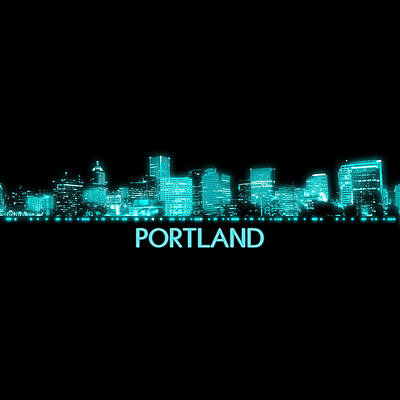 Skylines Digital Art - Portland Skyline by Jared Davies