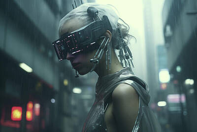 Cities Digital Art - Portrait of a Cyberpunk Women by Wyatt Keller