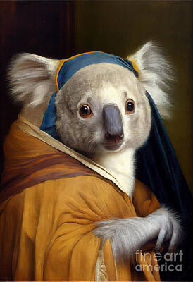 Portraits Digital Art - Portrait  of  a  Koala  posing  like  Girl by Asar Studios by Celestial Images