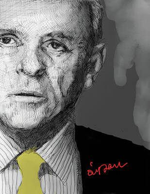 Best Sellers - Portraits Drawings - Portrait of Anthony Hopkins by LanLan Gallery
