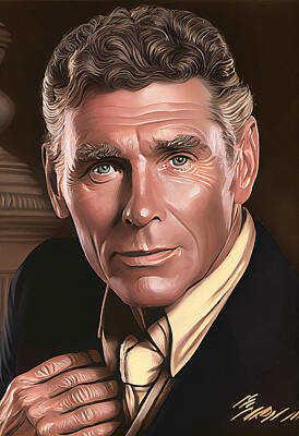 Portraits Digital Art - Portrait  of  Burt  Lancaster    oil  painting  in  the  by Asar Studios by Celestial Images