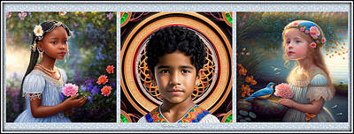 Surrealism Digital Art Royalty Free Images - Portrait Of Children Royalty-Free Image by Constance Lowery