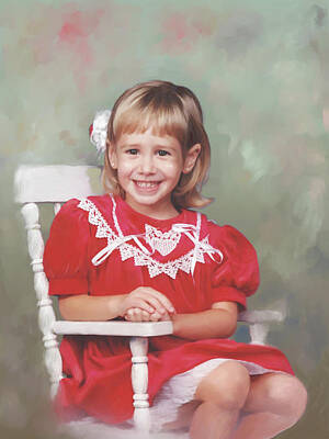 Portraits Paintings - Portrait of Girl on Rocking Chair by Portraits By NC