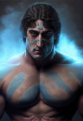 Portraits Digital Art - Portrait  of  handsome  wrestler  a  hyper    detailed  by Asar Studios by Celestial Images