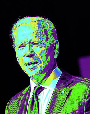 Politicians Digital Art - Portrait of President Joe Biden 9 by Celestial Images