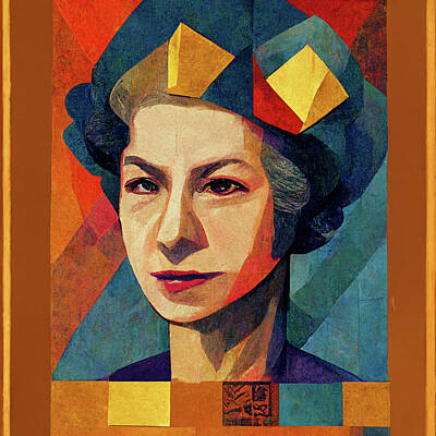 Winter Wonderland - Portrait of Queen Elizabeth II illustration No 038  by Asar Studios by Celestial Images