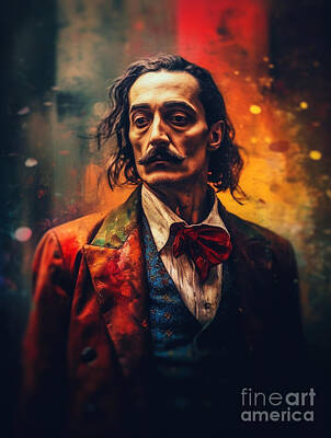 Surrealism Paintings - Portrait  of  Salvador  Dal    Surreal  Cinematic  Min  by Asar Studios by Celestial Images