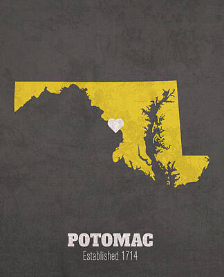 City Scenes Mixed Media Rights Managed Images - Potomac Maryland City Map Founded 1714 Towson University Color Palette Royalty-Free Image by Design Turnpike