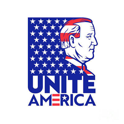Politicians Digital Art Royalty Free Images - President-Elect Joe Biden USA Stars and Stripes Flag Unite America Retro Royalty-Free Image by Aloysius Patrimonio