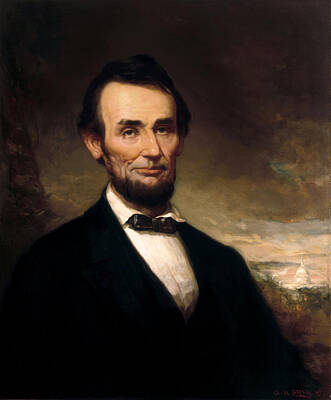 Politicians Paintings - President Lincoln Portrait - George Henry Story by War Is Hell Store
