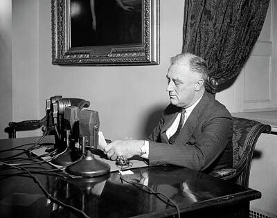 Celebrities Photos - President Roosevelt During A Radio Address - 1937 by War Is Hell Store