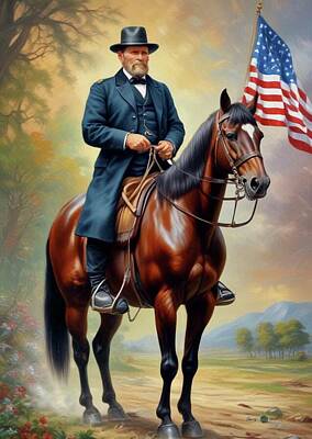 Mother And Child Paintings - President Ulysses S. Grant  by James Eye