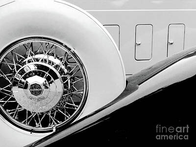 Pop Art Automobiles - Pretty Curves Black and White by Sharon Williams Eng