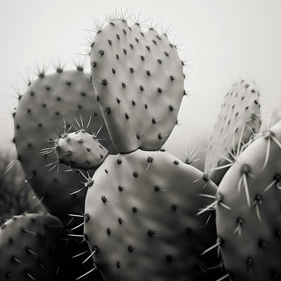 Food And Beverage Digital Art - Prickly Pear Cactus in Fog by Yo Pedro