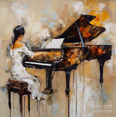 Recently Sold - Musicians Digital Art - Prodigy Pianist by Laurie
