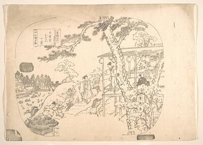 Bath Salt Scrub - Proof Line-Block Print for Fan  Utagawa Gountei Sadahide Japanese, 1807 1878 79 by Arpina Shop