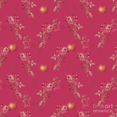 Food And Beverage Mixed Media -  Provence Rose Botanical Seamless Pattern in Viva Magenta n.0322 by Holy Rock Design