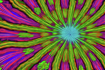 Abstract Flowers Digital Art - Psychedelic Flower v3 by Cindy