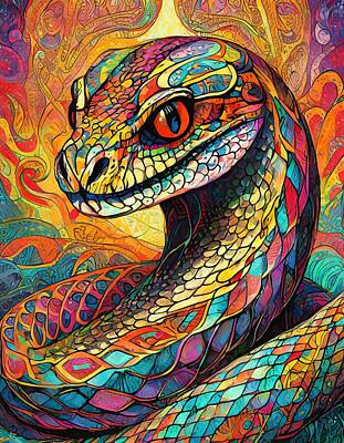 Reptiles Digital Art - Psychedelic Snake by Fabrizius Trojan