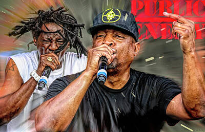 Musician Mixed Media Rights Managed Images - Public Enemy Chuck D Flavor Flav Royalty-Free Image by Mal Bray