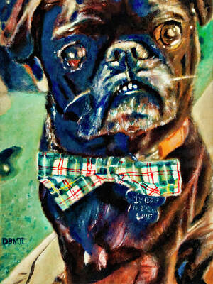 Classic Motorcycles - Pug With Bow Tie by David Martin