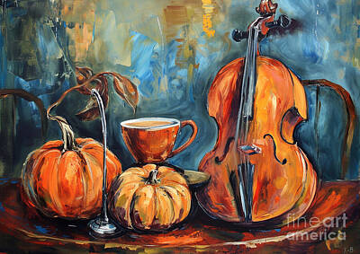 Still Life Royalty-Free and Rights-Managed Images - Pumpkin Spice Latte and Jazz Concert Scenes of enjoying live jazz music with a cup of pumpkin spice latte by Eldre Delvie
