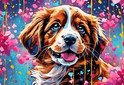 Mammals Digital Art - Puppy Love 2 by James Cousineau