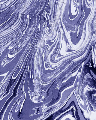 Curated Round Beach Towels - Purple Blue Abstract Very Peri Watercolor Surface Texture Decor Design XLI by Irina Sztukowski