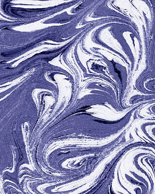 Mother And Child Animals - Purple Blue Abstract Very Peri Watercolor Surface Texture Decor Design XXXIII by Irina Sztukowski