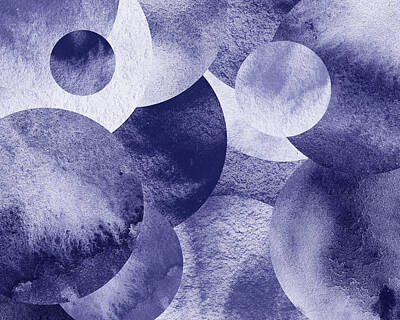 Keith Richards Royalty Free Images - Purple Blue Very Peri Calm Monochrome Round Spheres Watercolor Circles Decor III Royalty-Free Image by Irina Sztukowski