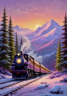 Mountain Digital Art - Purple Mountain Express  by James Eye