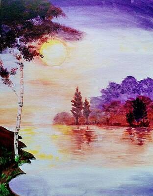 Af One - Purple Sky Golden Sun by Lynne McQueen