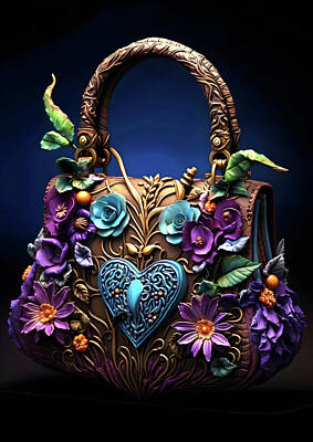 Florals Royalty-Free and Rights-Managed Images - Purse Flowers and Heart PolyClay Inspo by EML CircusValley