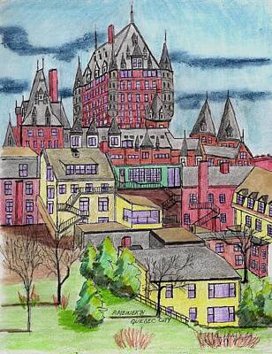 City Scenes Drawings - Quebec City by Paul Meinerth