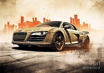 Cities Royalty Free Images - R8 Precision Audi R8 - German Engineering, Unmatched Performance Royalty-Free Image by Cortez Schinner