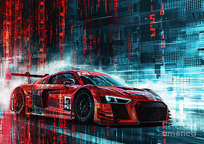 Everything Batman Royalty Free Images - Racing car digital numbers Audi R8 LMS GT3 Evo Royalty-Free Image by Lowell Harann
