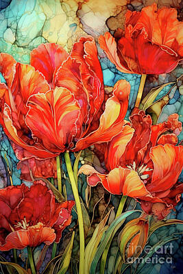 Royalty-Free and Rights-Managed Images - Radiant Red Tulips by Tina LeCour