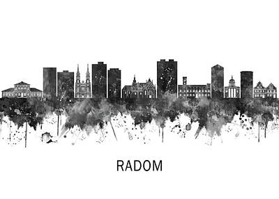 Design Pics - Radom Poland Skyline BW by NextWay Art