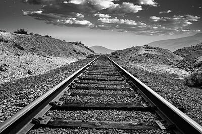 1-black And White Beach - Rail to Infinity Black and White by Ron Long Ltd Photography